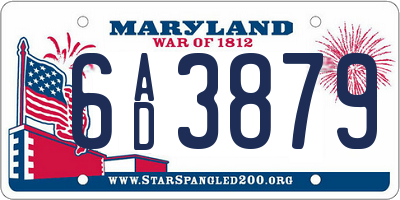 MD license plate 6AD3879