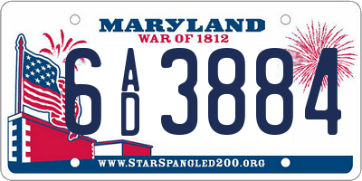 MD license plate 6AD3884