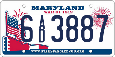 MD license plate 6AD3887