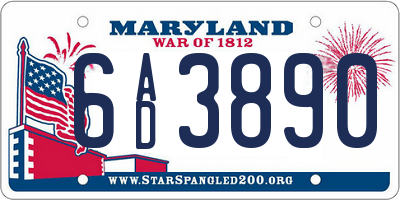 MD license plate 6AD3890