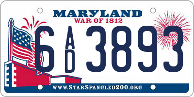 MD license plate 6AD3893