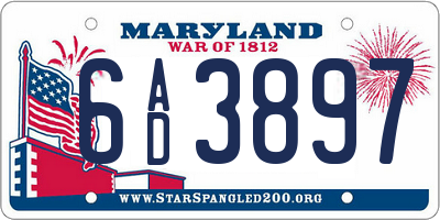 MD license plate 6AD3897