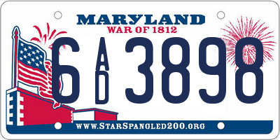 MD license plate 6AD3898