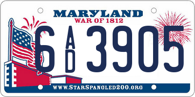 MD license plate 6AD3905