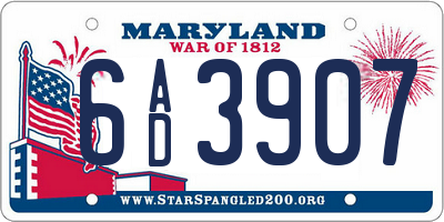 MD license plate 6AD3907