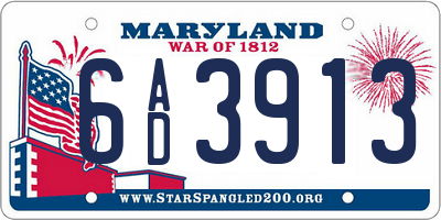 MD license plate 6AD3913