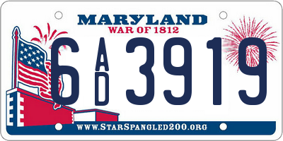 MD license plate 6AD3919