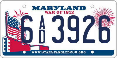 MD license plate 6AD3926