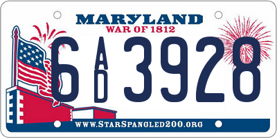 MD license plate 6AD3928