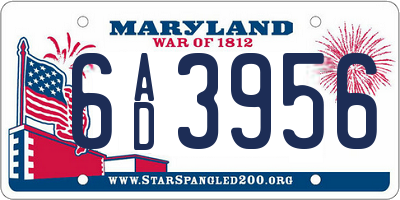 MD license plate 6AD3956