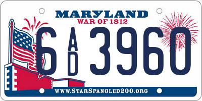 MD license plate 6AD3960