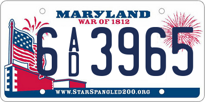 MD license plate 6AD3965