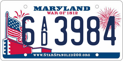 MD license plate 6AD3984