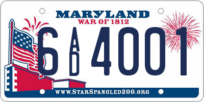 MD license plate 6AD4001