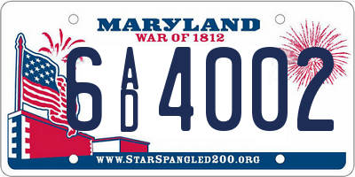 MD license plate 6AD4002