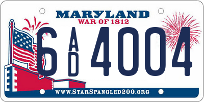 MD license plate 6AD4004