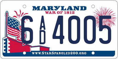 MD license plate 6AD4005