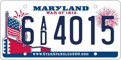 MD license plate 6AD4015