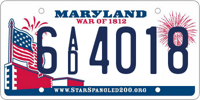MD license plate 6AD4018