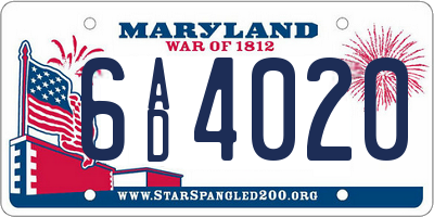 MD license plate 6AD4020