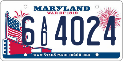 MD license plate 6AD4024