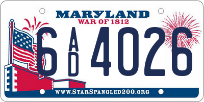 MD license plate 6AD4026