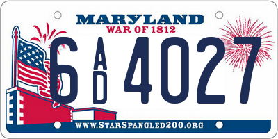 MD license plate 6AD4027