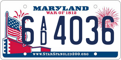 MD license plate 6AD4036