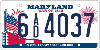 MD license plate 6AD4037