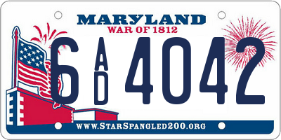 MD license plate 6AD4042
