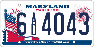 MD license plate 6AD4043