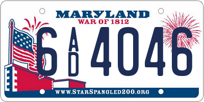 MD license plate 6AD4046