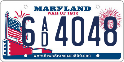 MD license plate 6AD4048