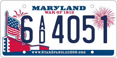 MD license plate 6AD4051