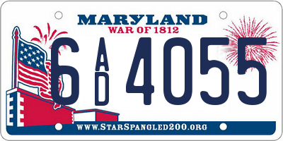 MD license plate 6AD4055