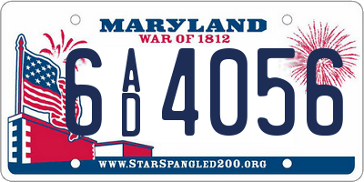 MD license plate 6AD4056
