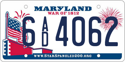 MD license plate 6AD4062