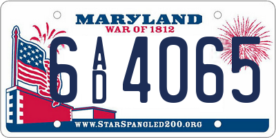 MD license plate 6AD4065