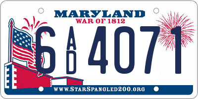 MD license plate 6AD4071