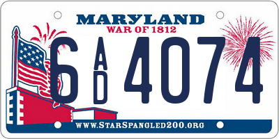 MD license plate 6AD4074