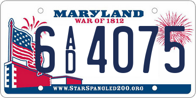 MD license plate 6AD4075