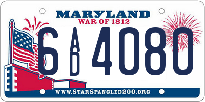 MD license plate 6AD4080