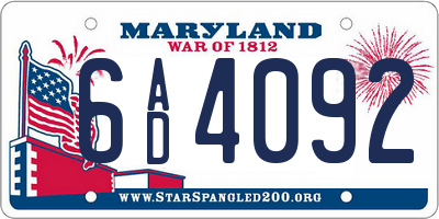 MD license plate 6AD4092
