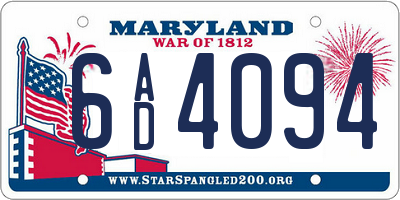 MD license plate 6AD4094