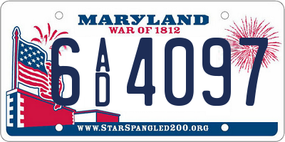 MD license plate 6AD4097