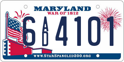 MD license plate 6AD4101