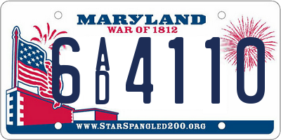 MD license plate 6AD4110