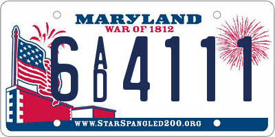 MD license plate 6AD4111