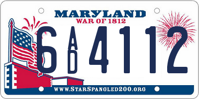 MD license plate 6AD4112