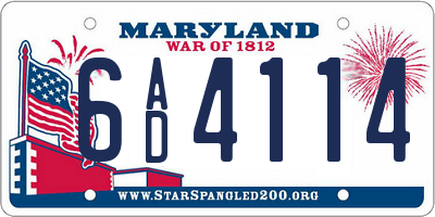 MD license plate 6AD4114
